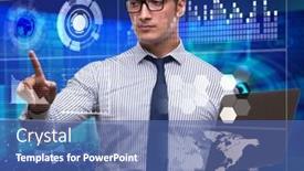  Presentation with stock trading - Presentation design with businessman-in-stock-exchange-trading background and a  colored foreground