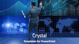  Presentation with stock trading - Beautiful theme featuring businessman in stock exchange trading backdrop and a ocean colored foreground