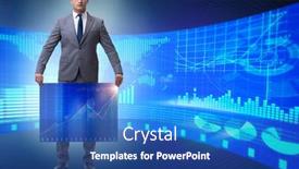  Presentation with stock trading - Presentation featuring businessman-in-stock-exchange-trading background and a ocean colored foreground