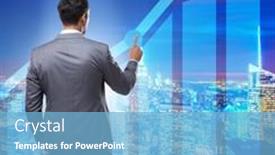  Presentation with stock trading - Slide set having businessman-in-stock-trading-concept background and a light blue colored foreground