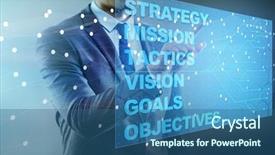  Presentation with strategic planning - Slide deck with businessman in strategic planning concept background and a ocean colored foreground