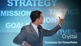  Presentation with strategic planning - Amazing PPT theme having businessman in strategic planning concept backdrop and a ocean colored foreground