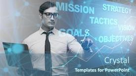  Presentation with strategic planning - PPT theme enhanced with businessman-in-strategic-planning-concept background and a ocean colored foreground