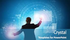  Presentation with printing press digital - Beautiful slides featuring businessman in suit against digital backdrop and a  colored foreground