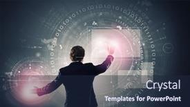  Presentation with digital - Presentation having businessman-in-suit-against-digital background and a navy blue colored foreground