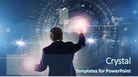  Presentation with digital - Beautiful presentation featuring businessman in suit against digital backdrop and a  colored foreground