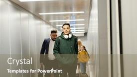  Presentation with departure - Colorful slide set enhanced with businessman-in-suit-guy backdrop and a violet colored foreground