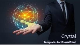  Presentation with cutout paper people standing around globe holding hands - Amazing slide deck having universe information - businessman in suit holding global backdrop and a  colored foreground