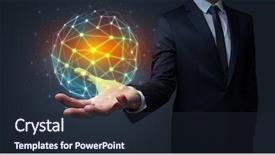  Presentation with land degradation is a global - Presentation theme consisting of businessman in suit holding global background and a wine colored foreground