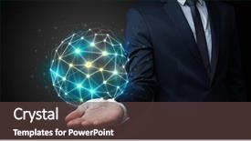  Presentation with connection - Beautiful slide deck featuring universe information - businessman in suit holding global backdrop and a  colored foreground