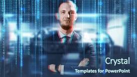  Presentation with abstract business - Beautiful presentation featuring binary code on abstract background backdrop and a ocean colored foreground