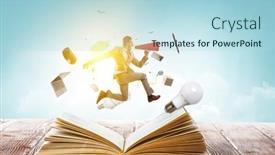  Presentation with book - Theme consisting of businessman-in-suit-running background and a  colored foreground