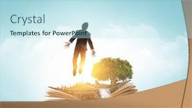  Presentation with book - Slide set featuring businessman-in-suit-running background and a sky blue colored foreground