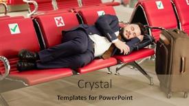  Presentation with departure - Presentation design enhanced with businessman-in-suit-sleeping background and a coral colored foreground