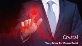  Presentation with virus infection - Presentation theme with businessman-in-suit-touching-virtual background and a tawny brown colored foreground