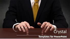  Presentation with dark - PPT layouts consisting of businessman-in-suit-typing background and a tawny brown colored foreground