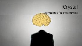  Presentation with brain computer interface head - Audience pleasing slides consisting of businessman in suit with brain backdrop and a light gray colored foreground