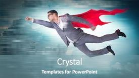  Presentation with cartoon superhero - PPT theme having hero cartoon - businessman in superhero concept background and a seafoam green colored foreground