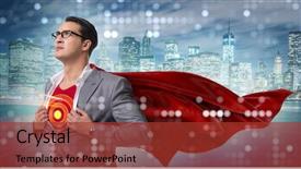  Presentation with superhero - Slide set consisting of bullseye center goal success business - businessman in superhero concept background and a red colored foreground