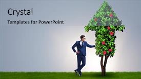  Presentation with green development - Presentation design consisting of businessman in sustainable green development background and a light gray colored foreground