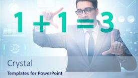  Presentation with synergy - Presentation design consisting of businessman-in-synergy-business-concept background and a light blue colored foreground