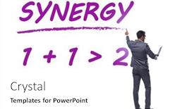  Presentation with synergy - Slide set with businessman-in-synergy-business-concept background and a white colored foreground
