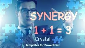  Presentation with synergy - PPT theme consisting of businessman-in-synergy-business-concept background and a ocean colored foreground