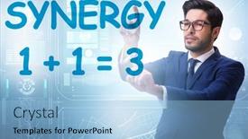  Presentation with synergy - Slides with businessman-in-synergy-business-concept background and a light blue colored foreground