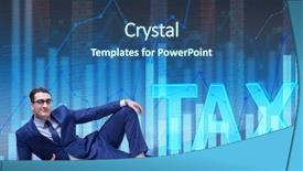  Presentation with burden - Amazing PPT theme having businessman in tax burden business backdrop and a ocean colored foreground