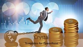  Presentation with burden - Slides enhanced with businessman-in-tax-burden-concept background and a gold colored foreground