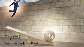  Presentation with seesaw - Audience pleasing presentation theme consisting of businessman-in-tax-concept backdrop and a coral colored foreground