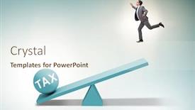  Presentation with seesaw - Colorful slide set enhanced with businessman-in-tax-concept backdrop and a cream colored foreground