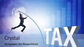  Presentation with tax evasion - Slide deck featuring businessman in tax evasion avoidance background and a light blue colored foreground