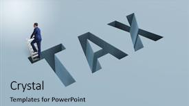 Presentation with tax - Colorful theme enhanced with businessman in tax financial backdrop and a light blue colored foreground