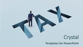 Presentation with tax - PPT theme consisting of businessman in tax financial background and a sky blue colored foreground