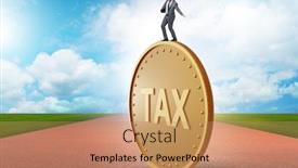  Presentation with payment - Presentation theme enhanced with businessman-in-tax-payment-concept background and a coral colored foreground