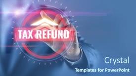  Presentation with tax refund - Presentation with businessman-in-tax-refund-concept background and a ocean colored foreground