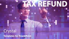  Presentation with tax refund - PPT layouts consisting of businessman-in-tax-refund-concept background and a light blue colored foreground