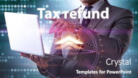  Presentation with tax refund - Presentation theme having businessman-in-tax-refund-concept background and a tawny brown colored foreground