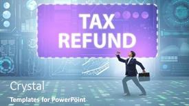  Presentation with tax refund - Theme with businessman-in-tax-refund-concept background and a light blue colored foreground