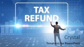  Presentation with tax refund - Slides having businessman-in-tax-refund-concept background and a light blue colored foreground