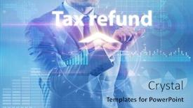  Presentation with tax refund - Slide deck having businessman-in-tax-refund-concept background and a light blue colored foreground