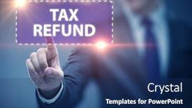  Presentation with tax refund - PPT theme featuring businessman-in-tax-refund-concept background and a ocean colored foreground