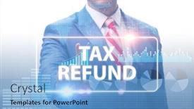  Presentation with tax refund - Presentation theme consisting of businessman-in-tax-refund-concept background and a light blue colored foreground