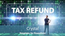  Presentation with tax refund - Theme having businessman-in-tax-refund-concept background and a teal colored foreground