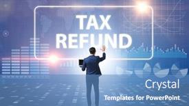  Presentation with tax refund - Presentation design with businessman-in-tax-refund-concept background and a teal colored foreground