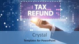  Presentation with tax refund - Slide set having businessman-in-tax-refund-concept background and a light blue colored foreground