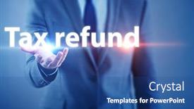  Presentation with tax refund - PPT theme enhanced with businessman-in-tax-refund-concept background and a ocean colored foreground