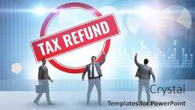  Presentation with tax refund - Slides having businessman-in-tax-refund-concept background and a light blue colored foreground