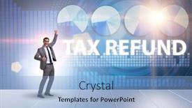  Presentation with tax refund - Slide set with businessman-in-tax-refund-concept background and a light blue colored foreground